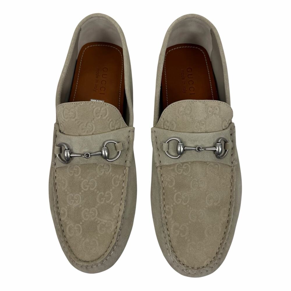 Gucci Byorn Guccisima Horsebit Suede Driver Loafer Oatmeal Size 11.5 - Picture 4 of 15